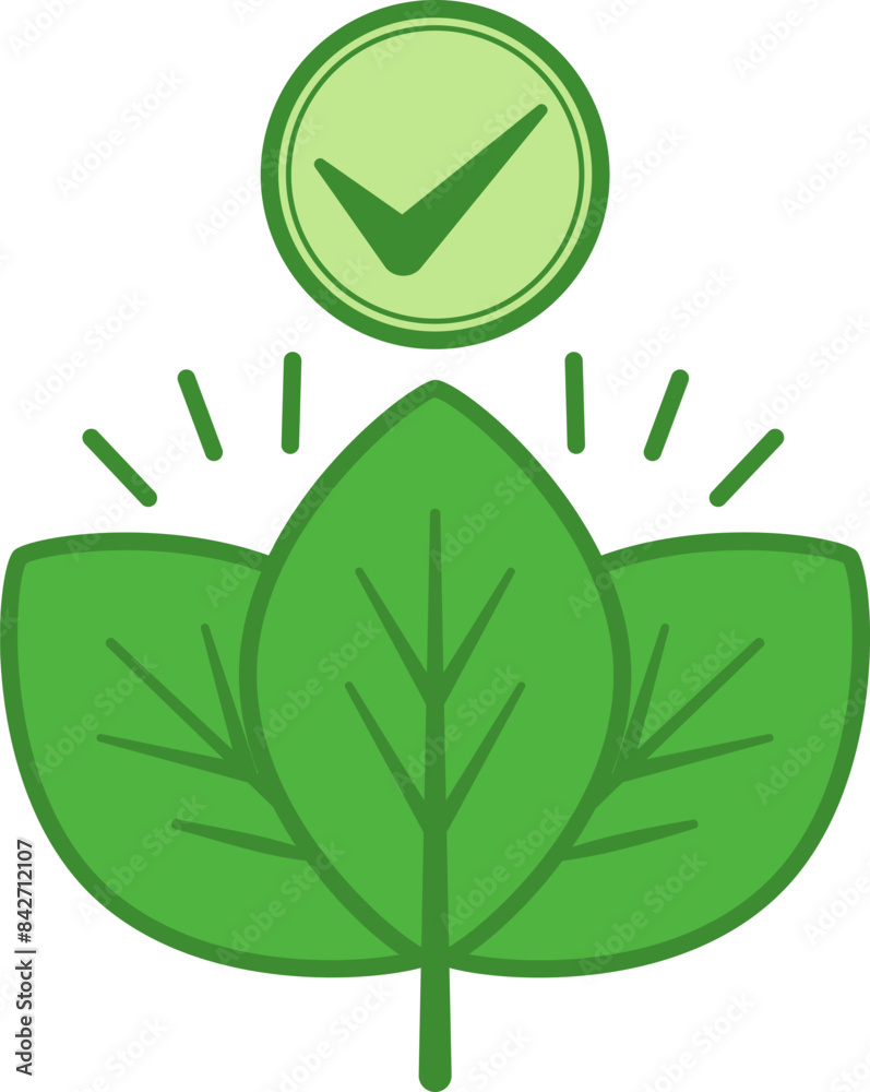 Obraz premium Green Icon Organic. Vector Icon of Young Leaves. Organic and Natural Product. Organic Farming Concept
