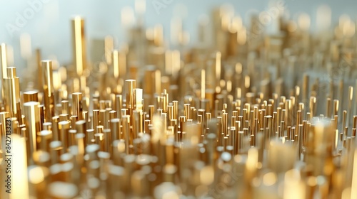 close-up, city on in a pen, create art, abstract minimalist city design, subtle gold on white, clear background, C4D OC render style, softnatural lighting, simple and elegant space photo