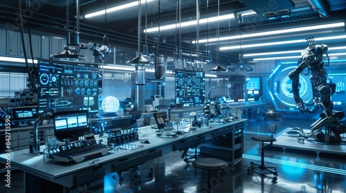Wallpaper Mural In a laboratory with glorious future technology, the entire scene is full of modernity and technology, emphasizing the high intelligence and advanced technology of artificial intelligence  Torontodigital.ca