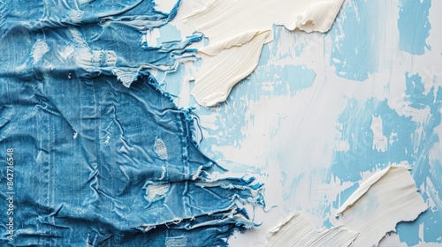 Wallpaper Mural Blue and white denim fabric with a textile texture on a blue and white backdrop of cardboard and paper Torontodigital.ca