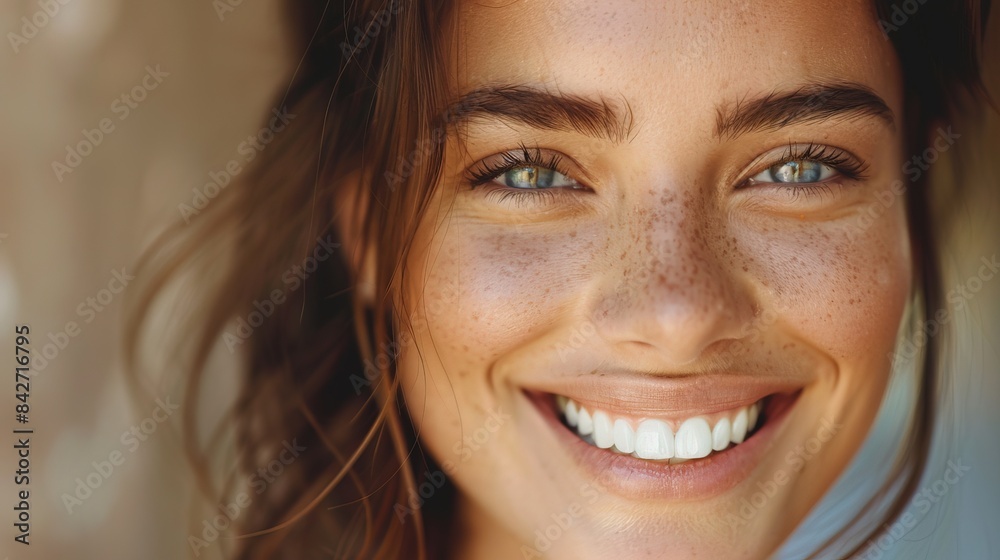Beautiful wide smile of young women with great healthy white teeth Beautiful wide smile of young women with great healthy white teeth