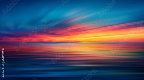 Blurred background of sunset sky with horizon over the sea