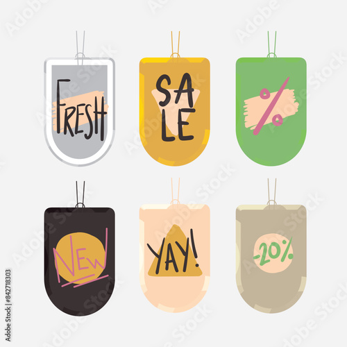 Set of trendy tags for sale vector .
