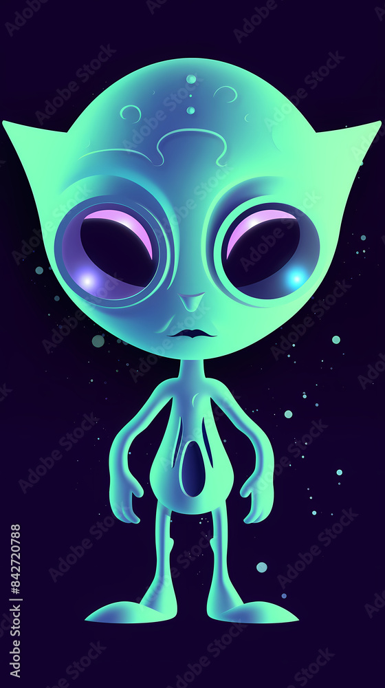 Fototapeta premium cute alien.paper cut style