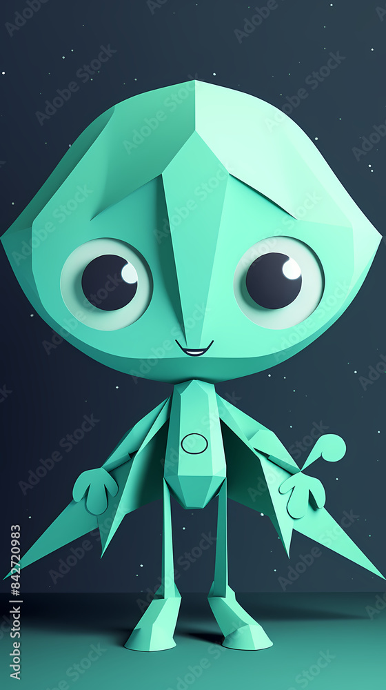 Fototapeta premium cute alien.paper cut style