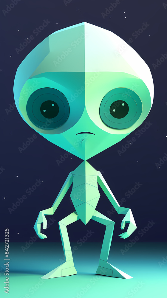 Fototapeta premium cute alien.paper cut style