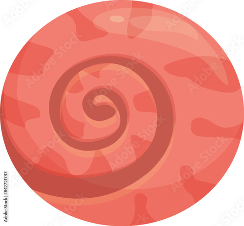 Pink seashell showing spiral pattern of mollusc growing underwater