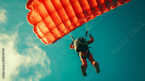 A skydiver's parachute canopy photo