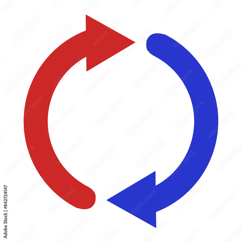 ループをイメージした矢印2本のアイコン（赤・青）