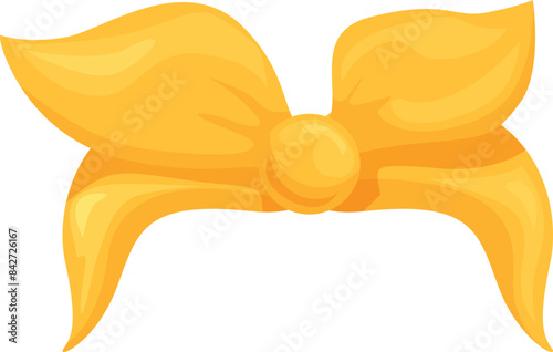Yellow hair bow tie ribbon knotted behind head covering hair fashion accessory