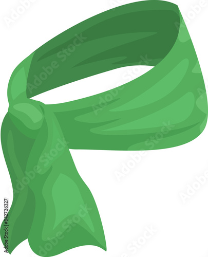 Green headscarf is folded and laying on a white background