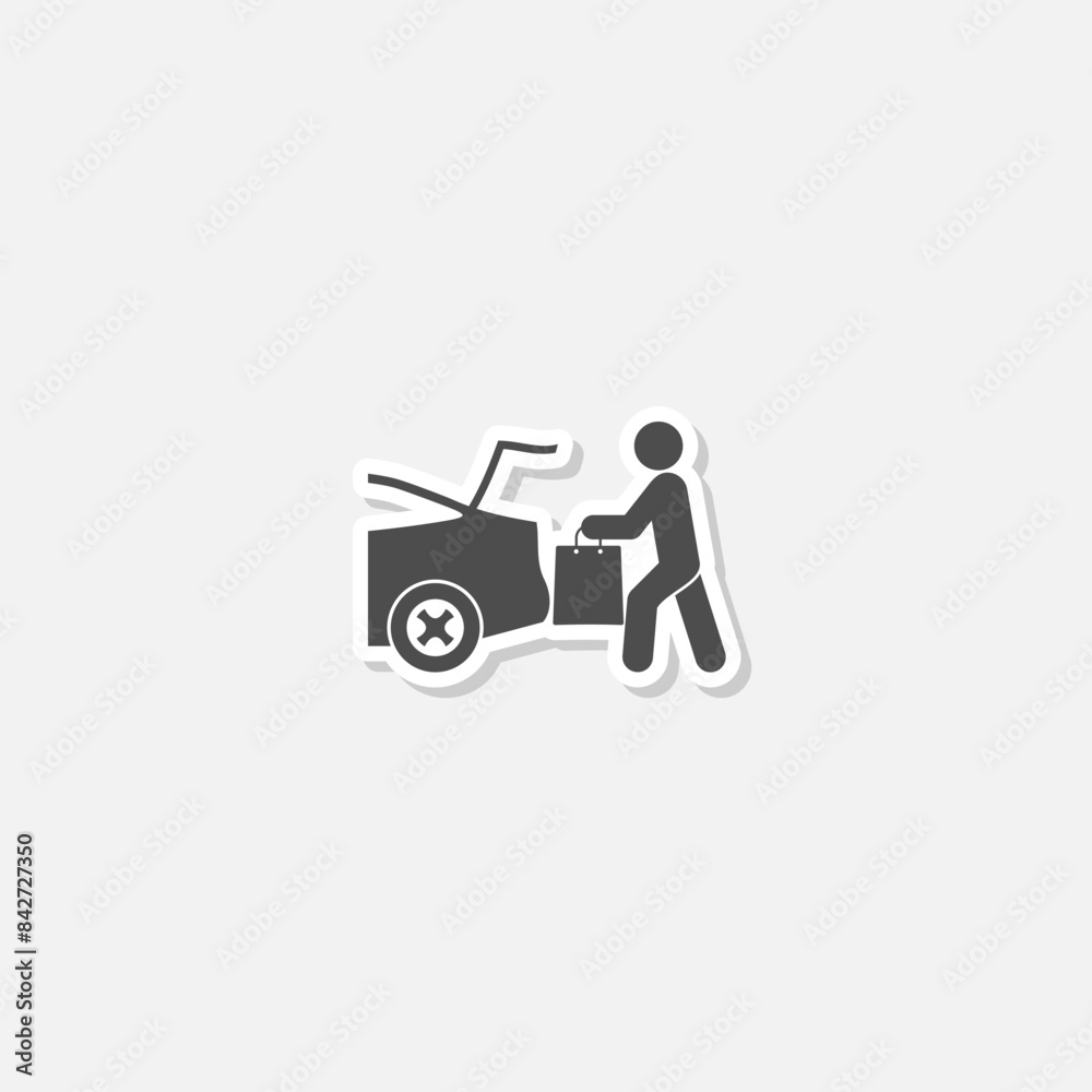 Curbside pickup glyph icon sticker isolated on gray background Curbside pickup glyph icon sticker isolated on gray background