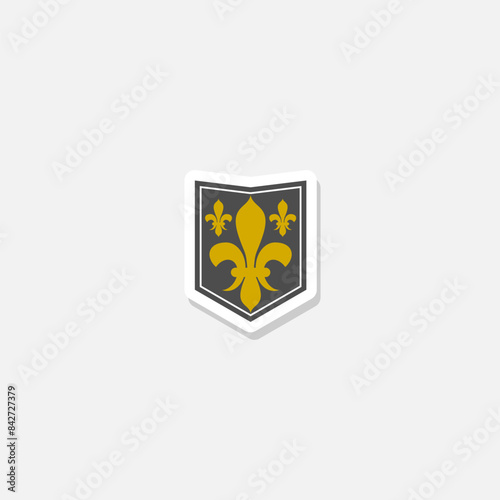 Middle ages heraldic shield icon sticker isolated on gray background