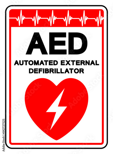 AED Automated External Defibrillator Symbol Sign, Vector Illustration, Isolate On White Background Label .EPS10