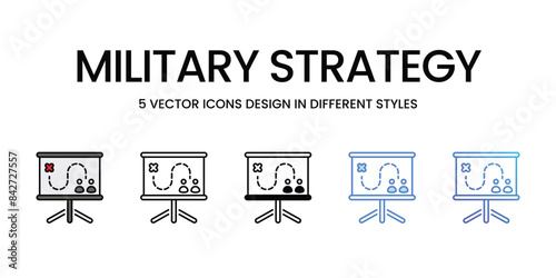 Military Strategy icons vector set stock illustration.