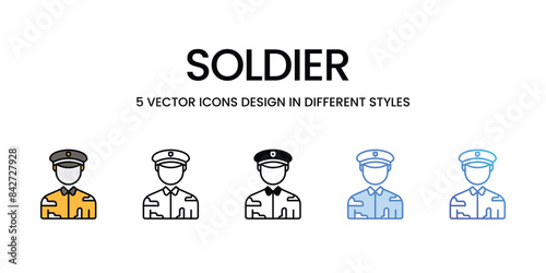Soldier icons vector set stock illustration.
