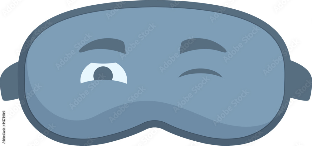 Cartoon representation of a sleeping mask winking, ideal for promoting healthy sleep habits and relaxation Cartoon representation of a sleeping mask winking, ideal for promoting healthy sleep habits and relaxation