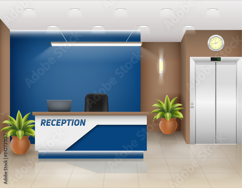 reception desk in the office workplace of a manager or administrator vector illustration