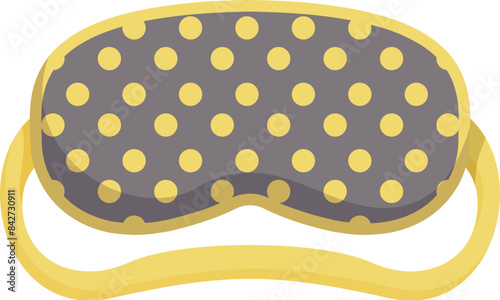 Gray and yellow polka dot sleeping mask is laying flat, helping someone get a good night's sleep