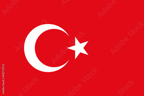 The official national Flag of Turkey. Turkish flag with star and crescent. Correct proportions and colors. Vector illustration