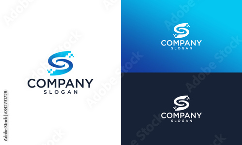 letter s technology monogram logo design vector