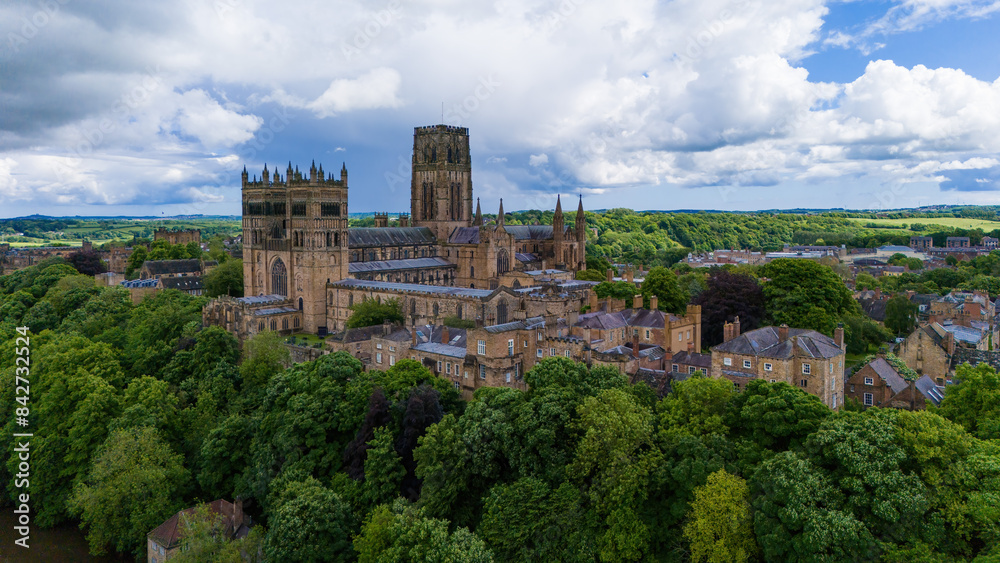 An aerial view of the Durham Cathedral, castle in Durham, UK An aerial view of the Durham Cathedral, castle in Durham, UK