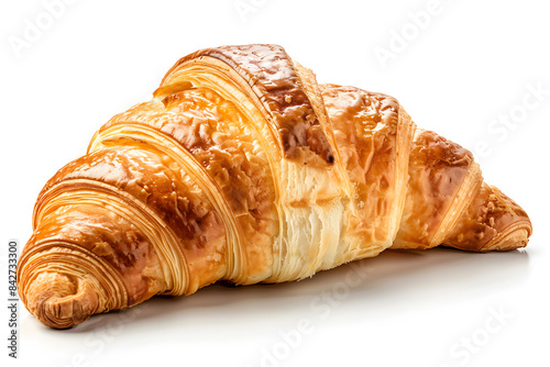 Croissant side view isolated on white background