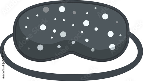 Comfortable black sleeping eye mask with white dots for sleeping well, isolated on a white background