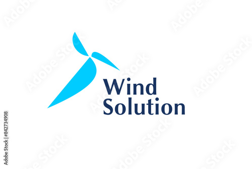 Wind power solution logo design template 