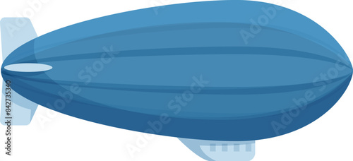 Blue blimp flying in the sky on white background