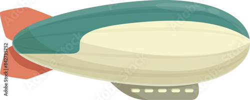 Large, green and white zeppelin airship flying through the air