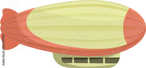 Retro airship with cabin for passenger transportation, dirigible flying in the sky