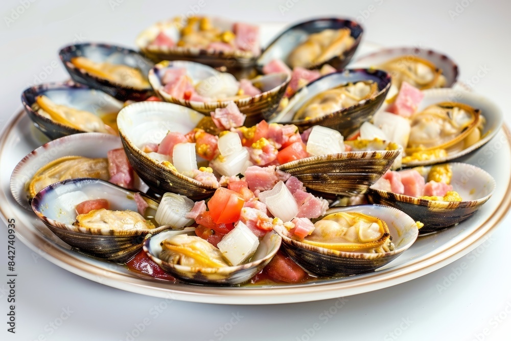 Baked Clams with Serrano Ham Spread and Spicy Mustard Baked Clams with Serrano Ham Spread and Spicy Mustard