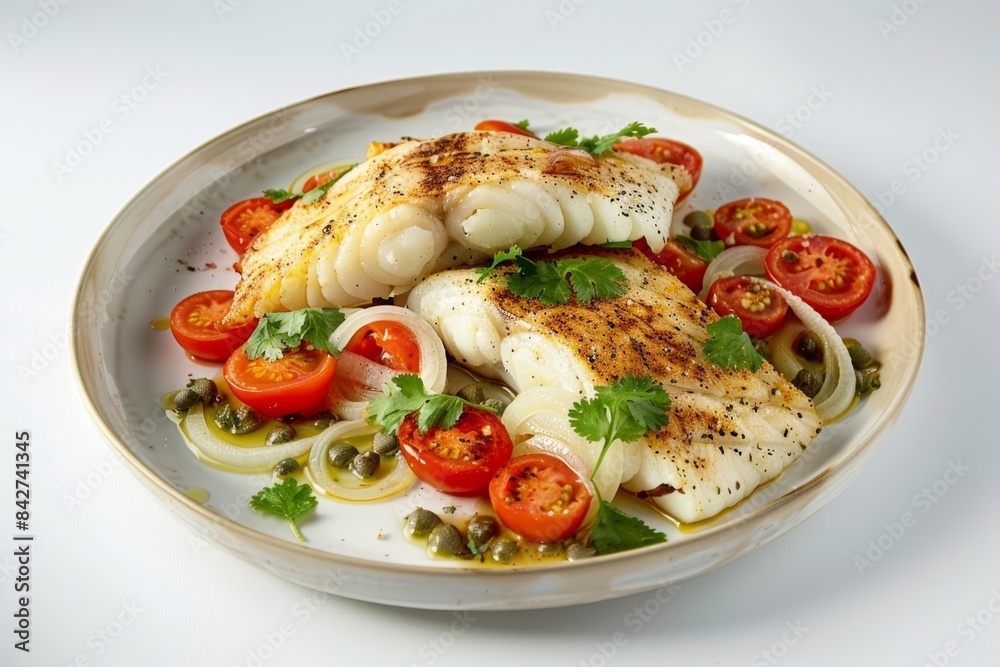 Exquisite Baked Cod with Tomato and Onion Array Exquisite Baked Cod with Tomato and Onion Array