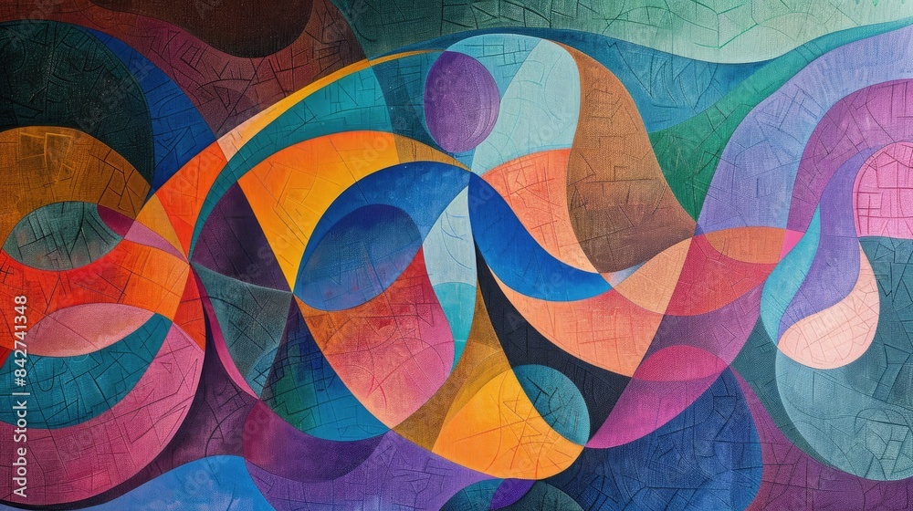 Fototapeta premium Abstract oil paintings inspired by mural and carpet designs