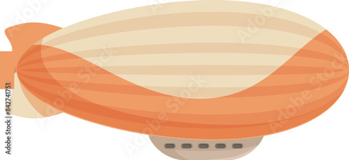 Orange and beige zeppelin flying in the air