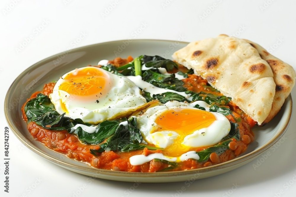 Baked Eggs with Curried Spinach and Spiced Lentil Sauce Baked Eggs with Curried Spinach and Spiced Lentil Sauce