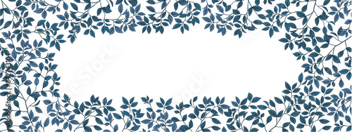Leafy minimalist and modern vector banner with free space for text. Hand drawn plants, branches, leaves on white background. Greening wedding simple horizontal template.
