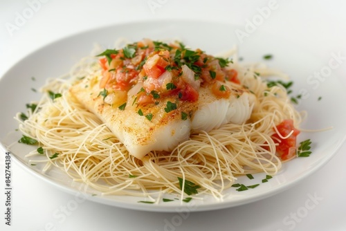 Delicious Baked Fish Dugler-ini and Angel Hair Pasta in Rich Tomato Sauce