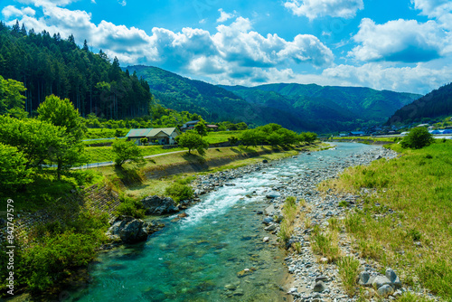 岐阜県下呂市　初夏　清流の馬瀬川