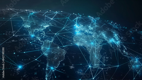 Wallpaper Mural Detailed illustration of a global network connectivity concept with blue nodes and lines on dark background Torontodigital.ca