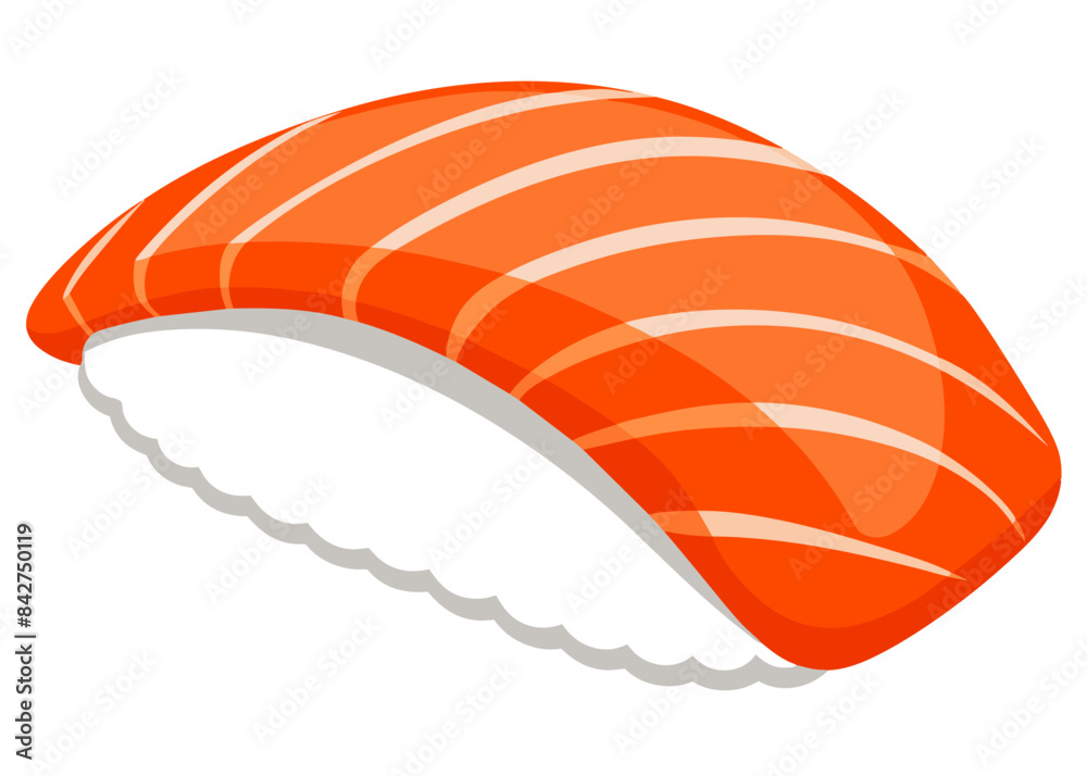 A close up of a single piece of sushi placed on a white background A close up of a single piece of sushi placed on a white background