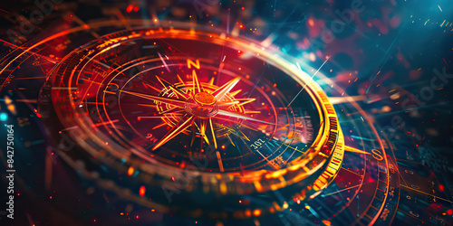 Wallpaper Mural Visionary Navigator: Abstract compass with visionary symbols, symbolizing strategic direction and foresight Torontodigital.ca