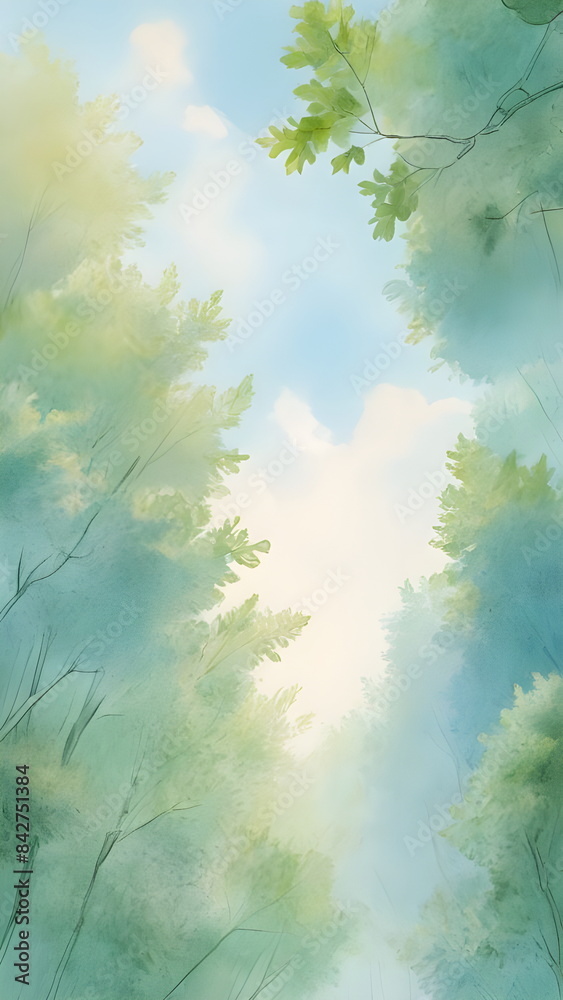 Fototapeta premium blue sky through summer forest