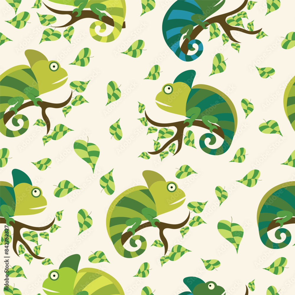 Obraz premium chameleon pattern in flat vector,background,wrapper,fabric,cover,wallpaper,etc 