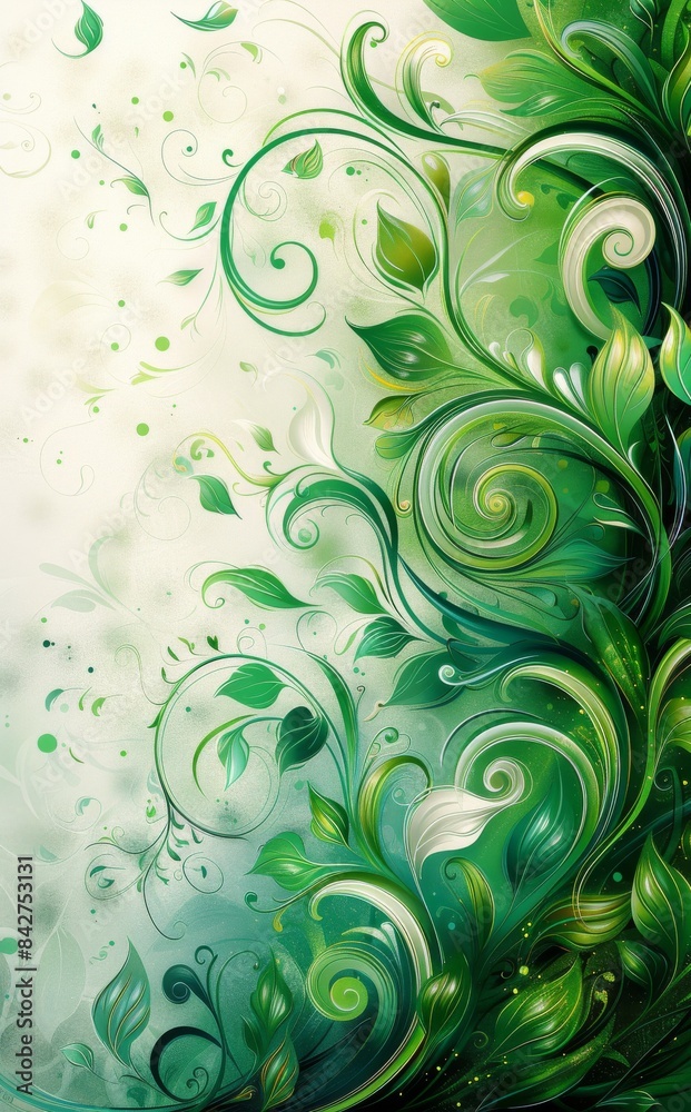 Elegant light green and white floral swirls on a soft background Elegant light green and white floral swirls on a soft background