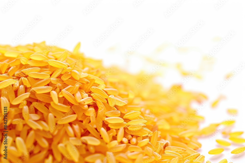close up of yellow rice on white background close up of yellow rice on white background