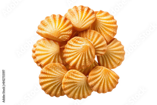Madeleine cookies top view isolated on transparent background