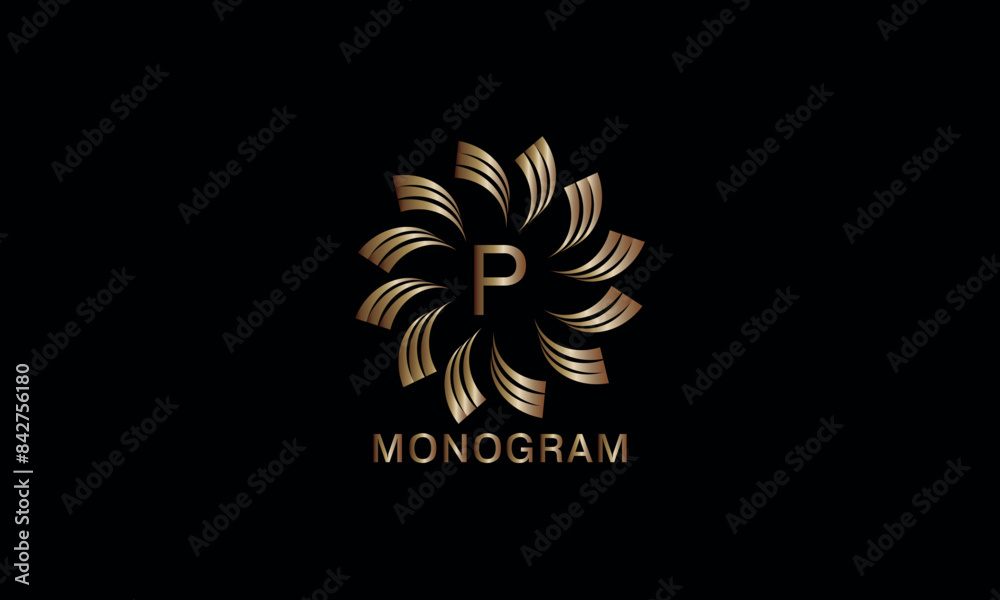 Luxury artistic monogram design template with initial letter P. Elegant, refined logo in vector illustration Luxury artistic monogram design template with initial letter P. Elegant, refined logo in vector illustration