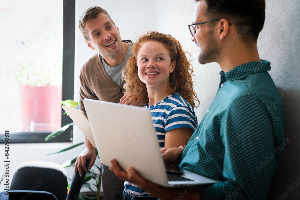 Programmers cooperating at IT company developing apps. People business work office concept Programmers cooperating at IT company developing apps. People business work office concept